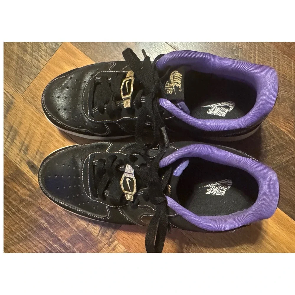 Nike Air Force 1 Low 07 LV8 World Champ Black‎ Purple Lakers Colorway Size 8.5